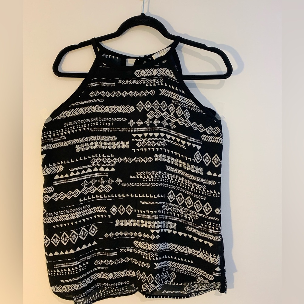 Spense Womens Size Small Boho Tank Top Keyhole Back Summer Vacation Casual